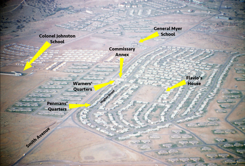 A aerial Warner house and Col Johnston photo and labels